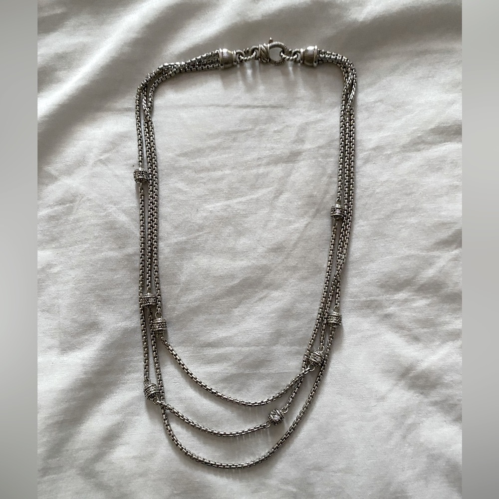 Judith Ripka Sterling Diamonique Nested Triple 18 inch chain